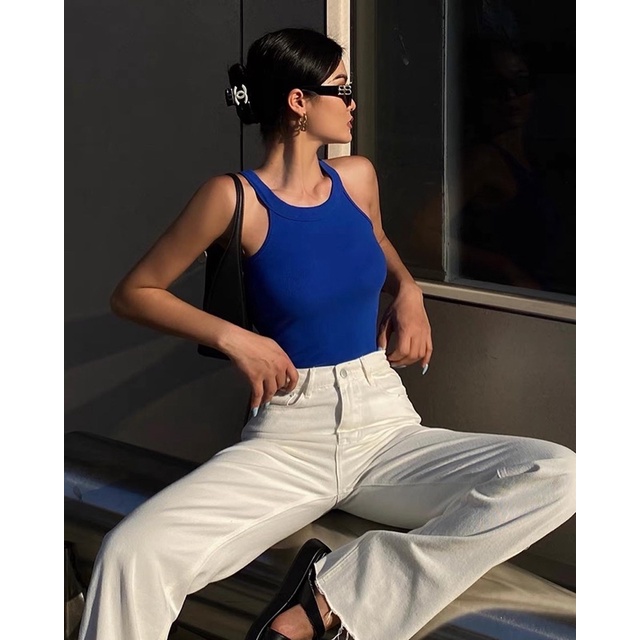 Áo croptop tanktop cổ yếm thun gân by wtw