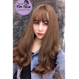 Tóc giả cao cấp lửng xoăn tặng lược+lưới