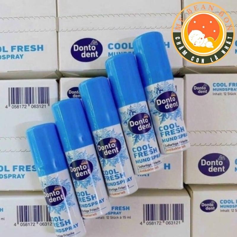 Xịt thơm miệng Dontodent cool fresh15ml giúp diệt khuẩn loại bỏ mùi hôi mang lại hơi thở thơm mát dễ chịu -mẹ bean bon