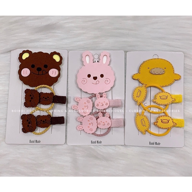 Set 5 chi tiết kẹp tóc, dây buộc đáng yêu cho bé
