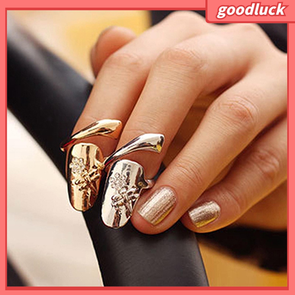 1 nhẫn đeo móng tay bằng hợp kim đính đá lấp lánh