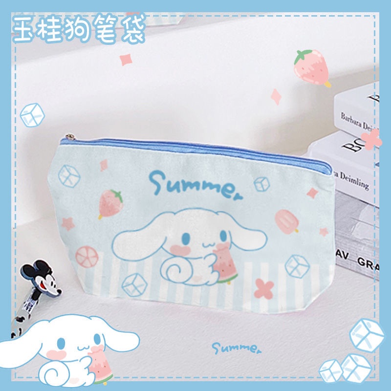 ♦☾﹍Xingdailu cartoon pencil case ins large-capacity student canvas stationery bag Japanese pencil bag cosmetic storage bag