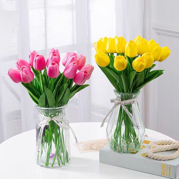 Hoa tulip giả De'cor 90, giống thật 99% hoa lụa decor cao cấp