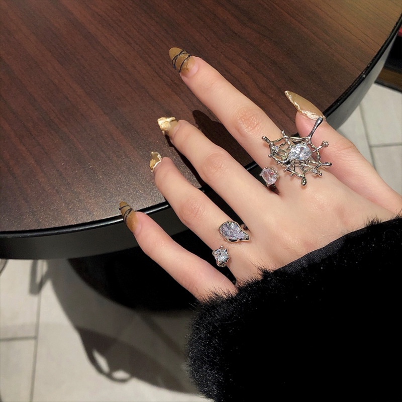 Mới Nhẫn Hở Hình Mạng Nhện Đính Đá Zircon Sang Trọng Ngọt Ngào Cho Nữ