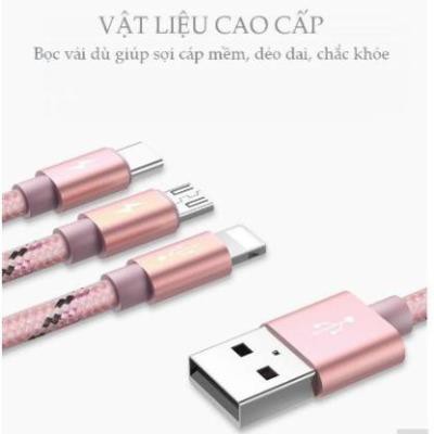 Cáp Apple8-pin/Micro/Type C YB-453 đầu 1.2m YOOBAO Vàng hồng