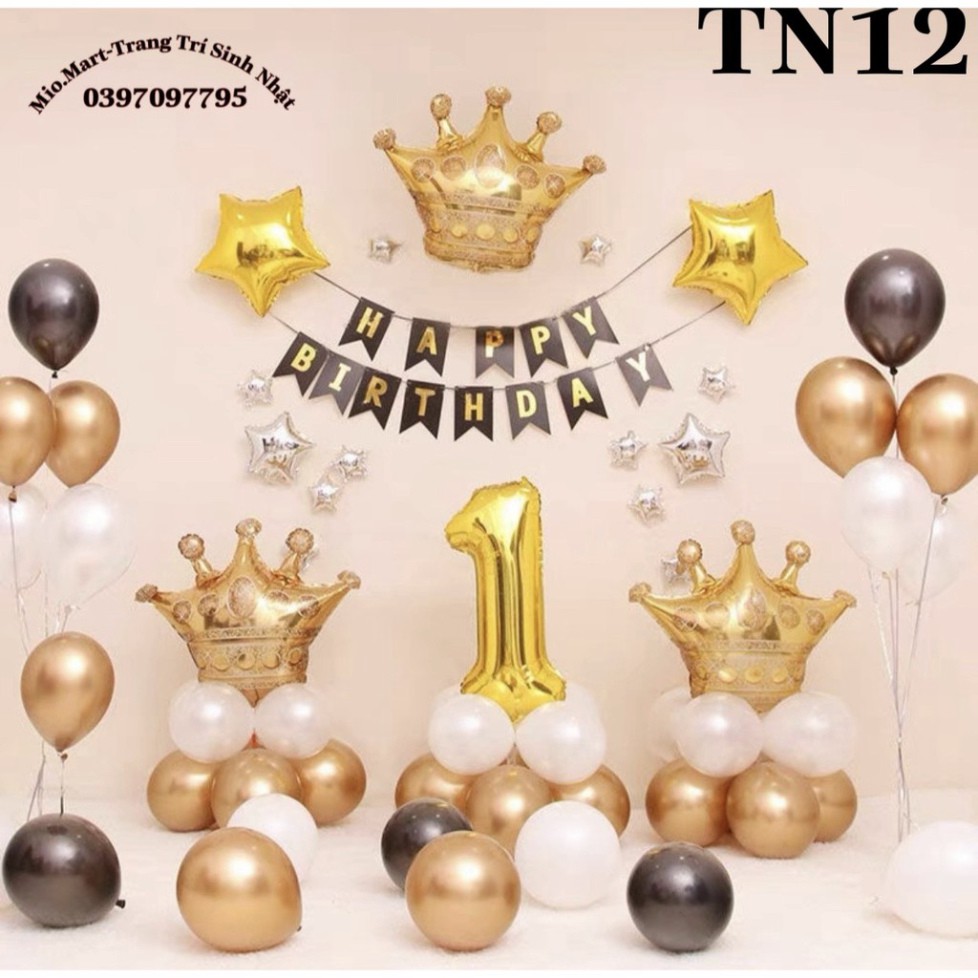 Set Trang Trí Sinh Nhật Happy Birthday + 50 Bóng Bay Siêu Đáng Yêu(Tặng Bơm,Băng Dính Chuyên Dụng,Số Tuổi) Y87