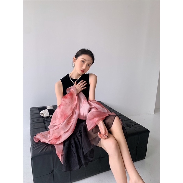 Đầm xoè đuôi cá phối ren koreastyle