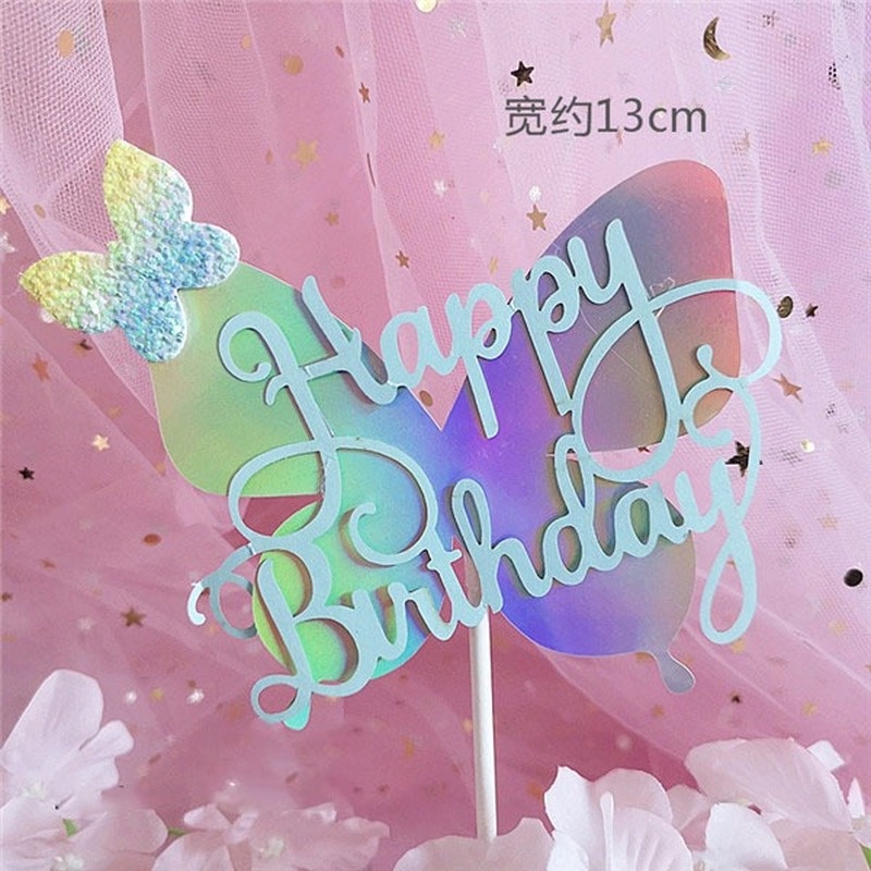 1 SET Bong Bóng Hình Bướm Màu Vàng Hồng Dùng Trang Trí Bánh Kem