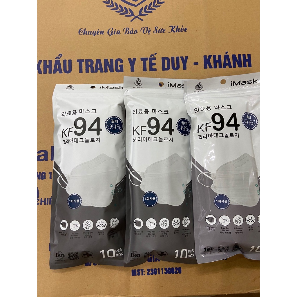 Khẩu trang y tế 4D KF94 gói 10 chiếc kháng khuẩn 99%, khẩu trang chống bụi hiệu quả