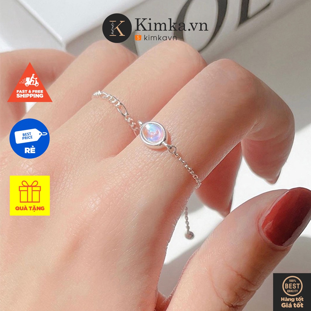 (051) Nhẫn Bạc Sợi Mảnh Dây Mặt Hạt Pha Lê Màu Sắc ✨✨