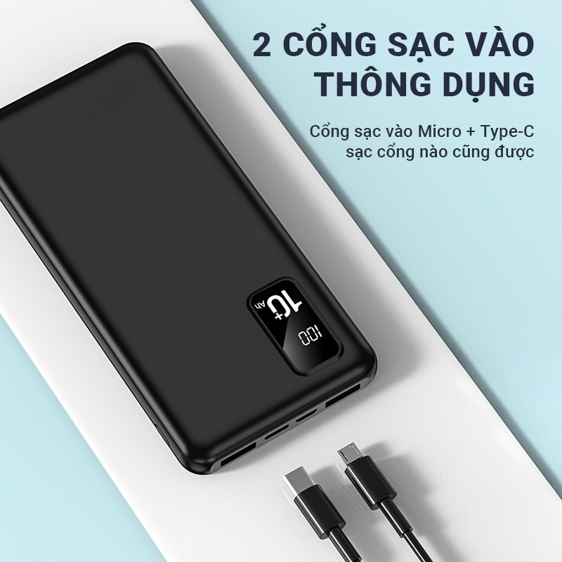 ❣️15.000mAh❣️Pin sạc dự phòng sạc nhanh 2.1A, kích thước nhỏ gọn màn hình LED hiển thị lượng pin nhiều lớp bảo vệ điện