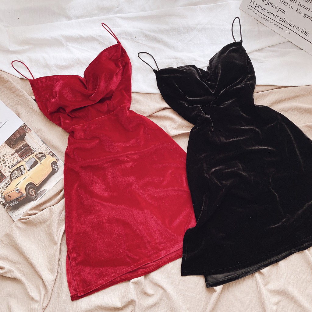 Đầm 2 dây cổ đổ hở lưng xẻ đùi | BigBuy360 - bigbuy360.vn