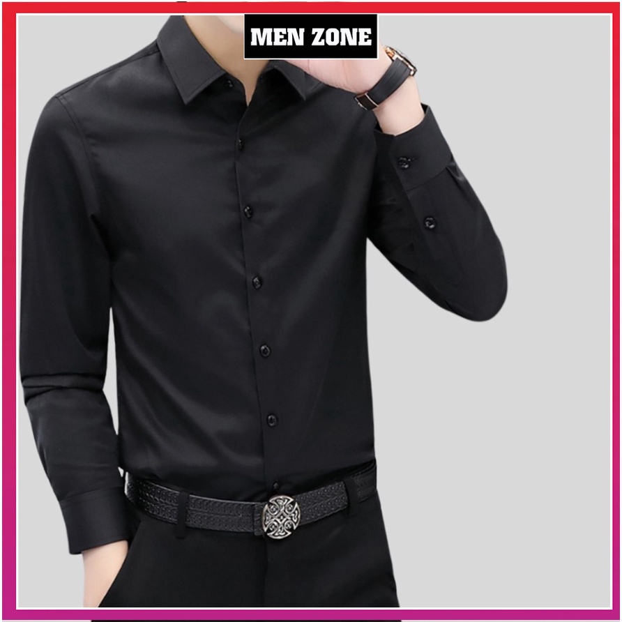 Áo Sơ Mi Trắng Nam Tay Dài Công Sở Dáng Ôm, Vải Không Nhăn, Thấm Hút Mồ Hôi Tốt [ATS]