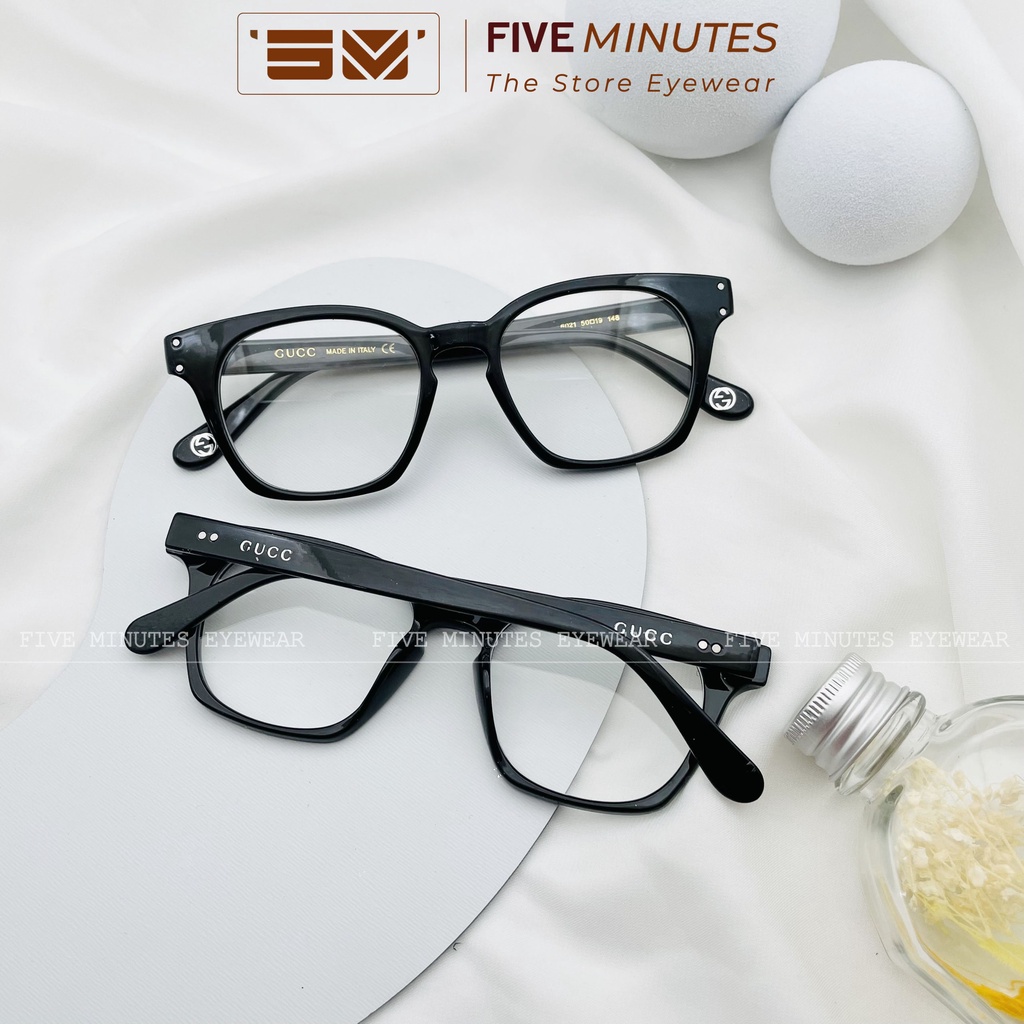 Gọng kính cận nam nữ, nhựa dẻo bản vuông size trung bình 2 chấm 6021 - Five Minutes Eyewear