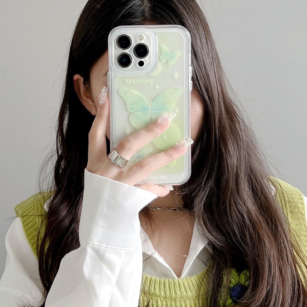 Ốp Điện Thoại Tpu Dẻo In Hình Bướm Nở Nút Kim Loại Cho iphone 13promax 12 11 7plus X XS XR XSMAX