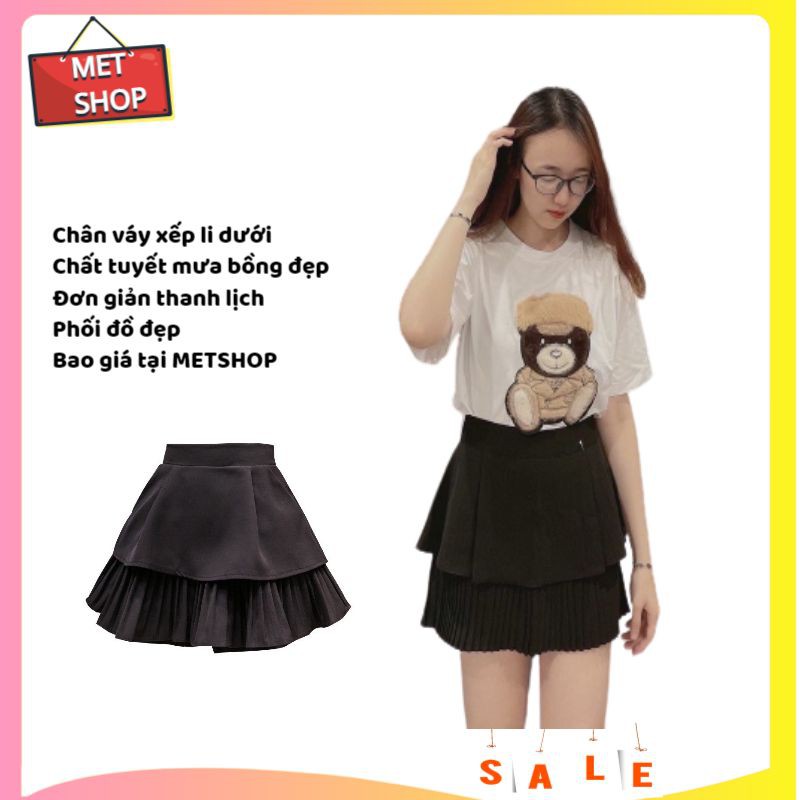 Chân váy tennis nữ 2 tấng,chân váy ngắn xếp li bèo dưới cao cấp  thanh lịch năng động.MET SHOP