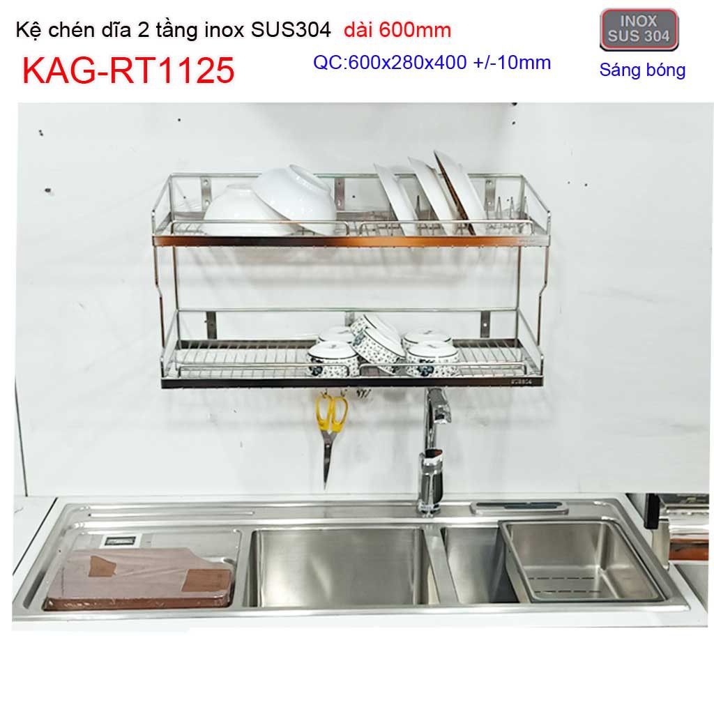 KỆ ĐỰNG CHÉN BÁT 2 TẦNG INOX KAG-RT1125