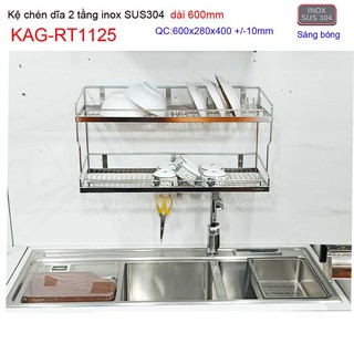 KỆ ĐỰNG CHÉN BÁT 2 TẦNG INOX KAG-RT1125
