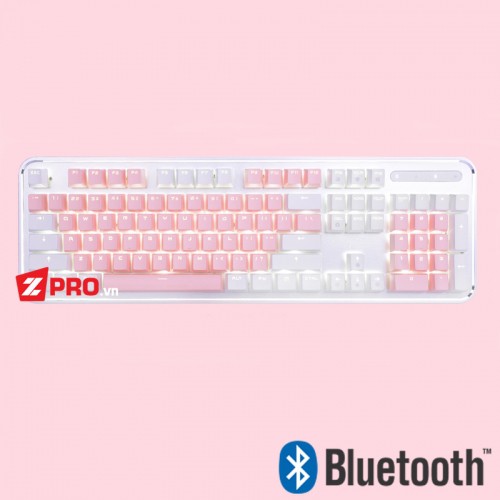 [Mã 267ELSALE hoàn 7% đơn 300K] Bàn phím cơ Bluetooth RK960 Pink-White