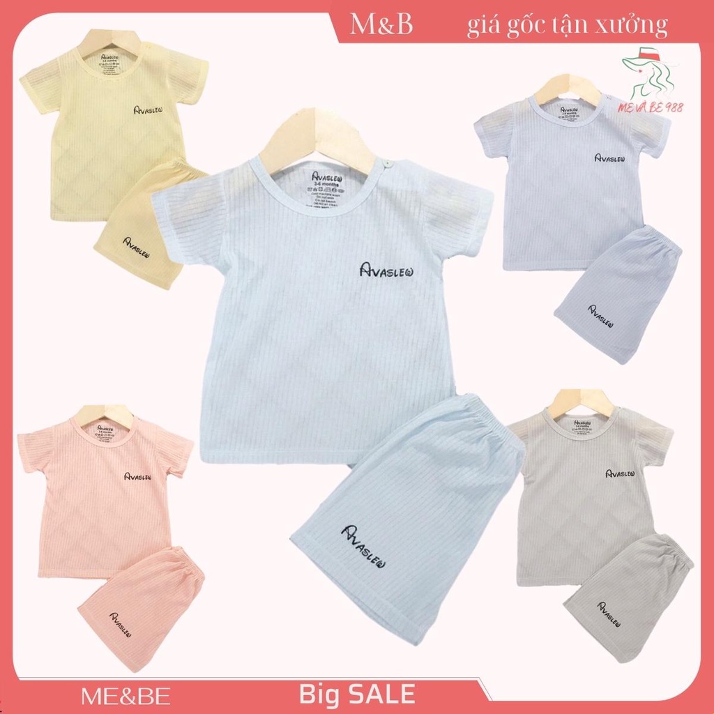 Quần áo trẻ em Bộ cộc tay tăm tre AVA cho bé trai gái trẻ sơ sinh hàng cao cấp mềm mịn mát mặc nhà M&B shop