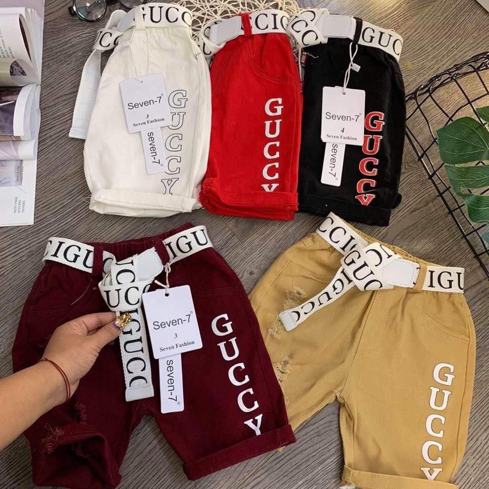 Quần kaki Guchi KÈM THẮT LƯNG cực chất cho bé trai - QKGTL