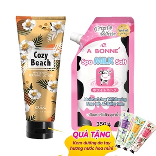 Combo Lotion Hương Nắng Hè Malissa Kiss (226g) và Muối Tắm Sữa Spa A Bonne' (350g)