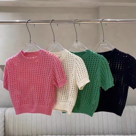 Áo len ngắn tay dáng croptop sexxy, Áo kiểu bo chun dáng ngắn AL6912 - NhiNhi Shop
