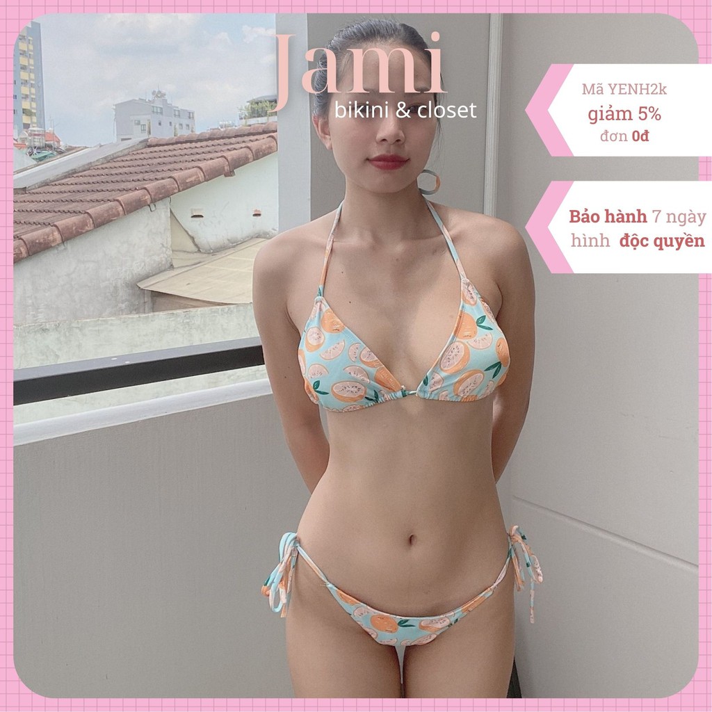 BIKINI tam giac sexy đi biển đi bơi họa tiết quả cam nổi bật-JAMI-MM118
