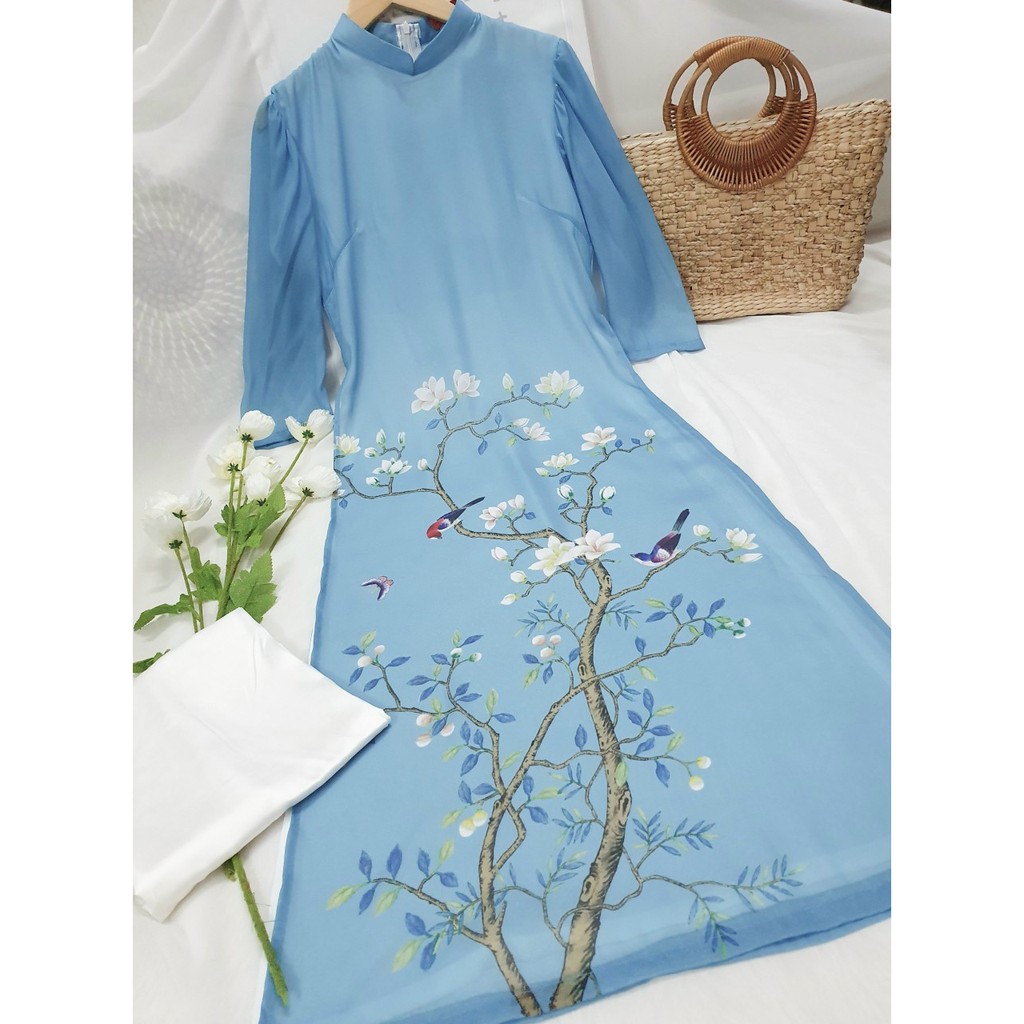 Áo dài voan 🎀FREESHIP🎀Áo dài phối hoa nổi bật ao dai cach tan | BigBuy360 - bigbuy360.vn