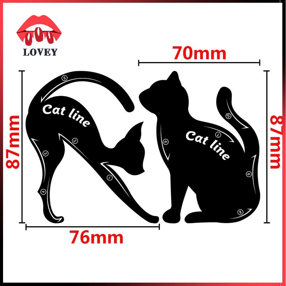 Set 2 khuôn kẻ mắt / mày hình chú mèo xinh xắn tiện dụng