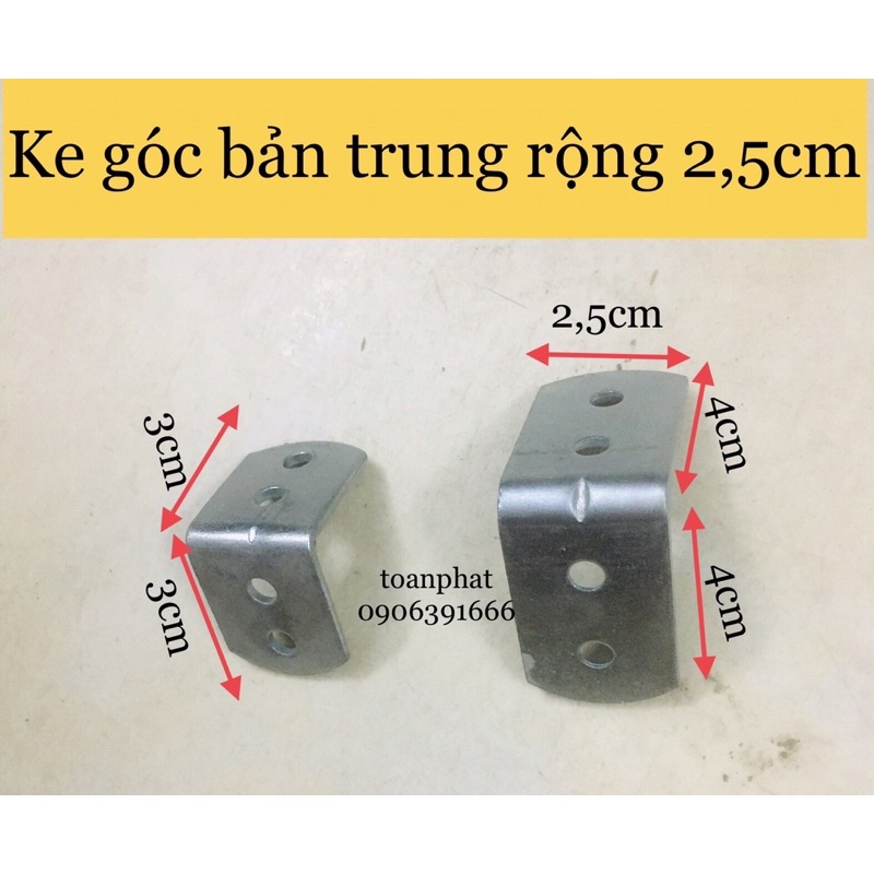 [Combo 5 cái] Ke góc vuông sắt, ke góc bắn vít bản trung rộng 2,5cm