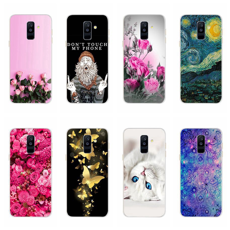 Ốp điện thoại silicon mềm họa tiết hoạt hình/bông hoa dễ thương cho Samsung Galaxy A6 A8 Plus A7 A9 2018