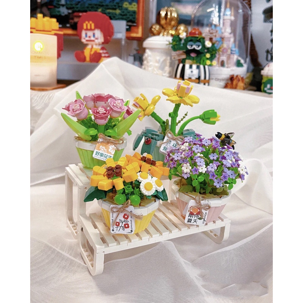 Combo đồ chơi lắp ráp mô hình chậu hoa mẫu mới