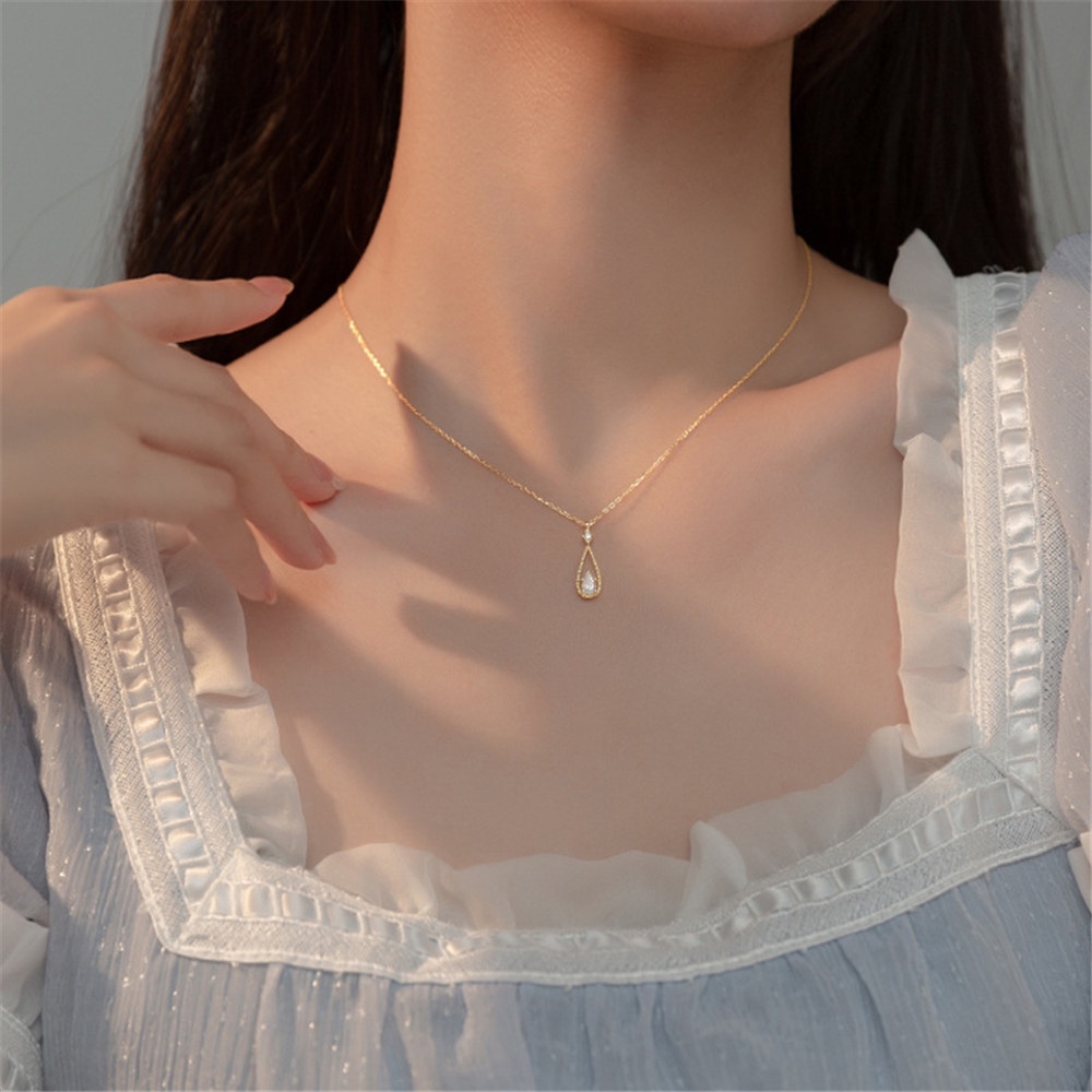 Vòng cổ Hình Giọt Nước Đính Đá Zircon Thời Trang Cho NữYanqueens Quà tặng trang sức