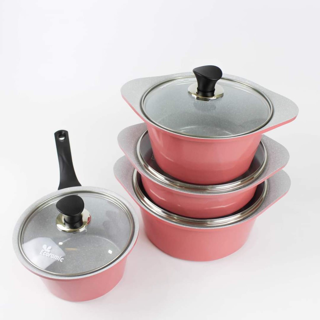 Nồi Đá Đáy Từ Ecoramic Hàn Quốc Size 18-20-22-24 Cm | Đúc Nguyên Khối | Cam Kết Chính Hãng