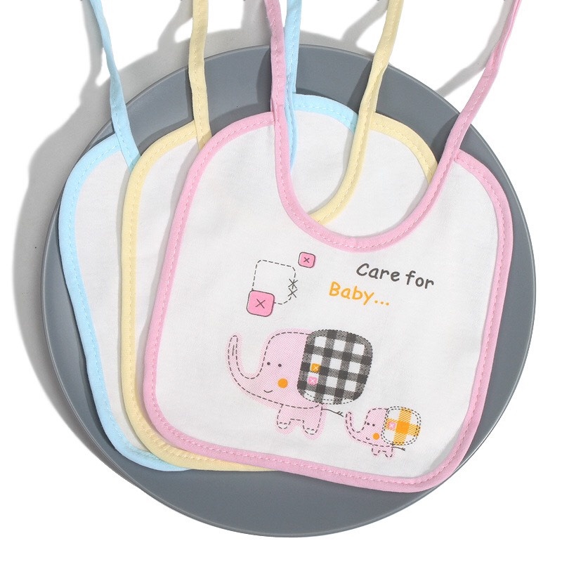 Khăn yếm chống thấm cho bé ăn dặm chất liệu cotton 2 lớp mềm mịn cao cấp có dây buộc KY08