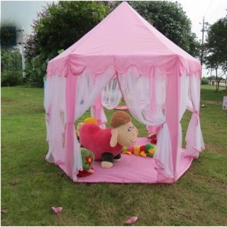 ( FREE SHIP )LỀU CÔNG CHÚA HOÀNG GIA HÌNH LỤC GIÁC HỒNG ( LỀU RÈM HỒNG)
