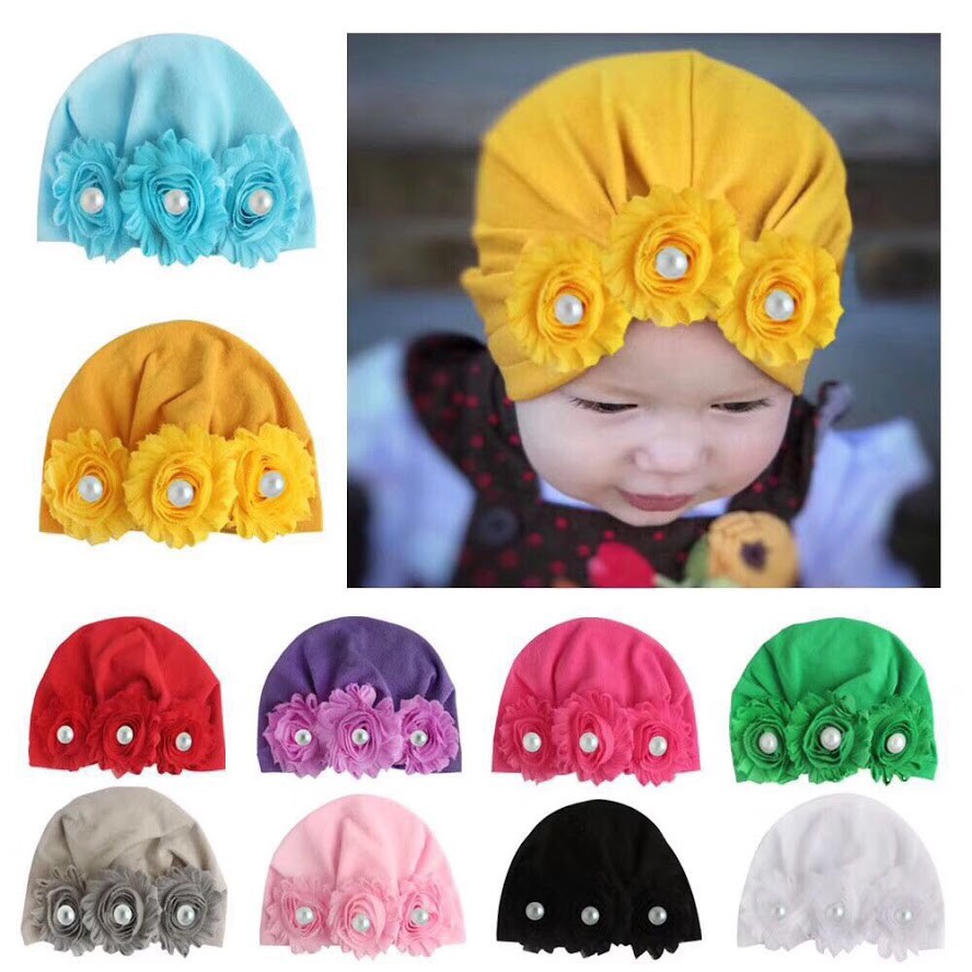 Nón Turban/ Mũ Turban mẫu 3 bông hoa cho bé gái (mẫu mới)