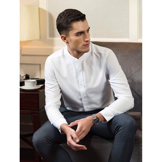 [HOT]  Áo sơ mi nam cổ tàu Trăng dài tay dáng ôm hàng cao cấp [ thời trang nam] SMT