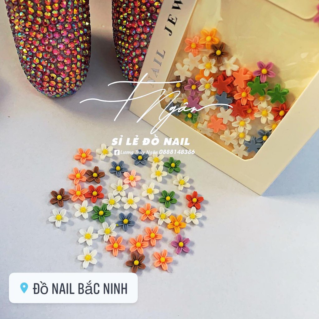 Charm Nail Mix Hình Hoa Nhí, Charm Nơ , Kẹo Mút, Chai Rựu Trang Trí Gắn Móng Cực Xinh