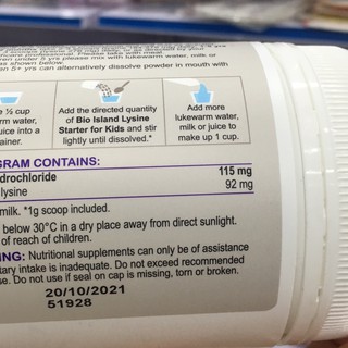 Bột tăng chiều cao Bio Insland Lysine