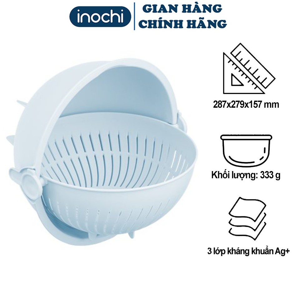 Rổ Nhựa inochi Bộ thau rổ yoko inochi xoay nhựa 28cm ghép thông minh an ...