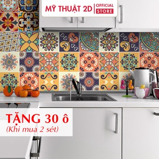 Decal gạch bông sét 100 ô - Tặng 30 ô khi mua 2 sét - dán bếp dán tường không thấm nước