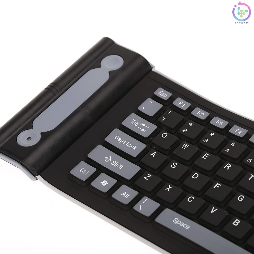 PCER♦2.4 Portable Mini Flexible Roll Up Water Resistant Washable Soft Silicone Wireless Keyboard wit