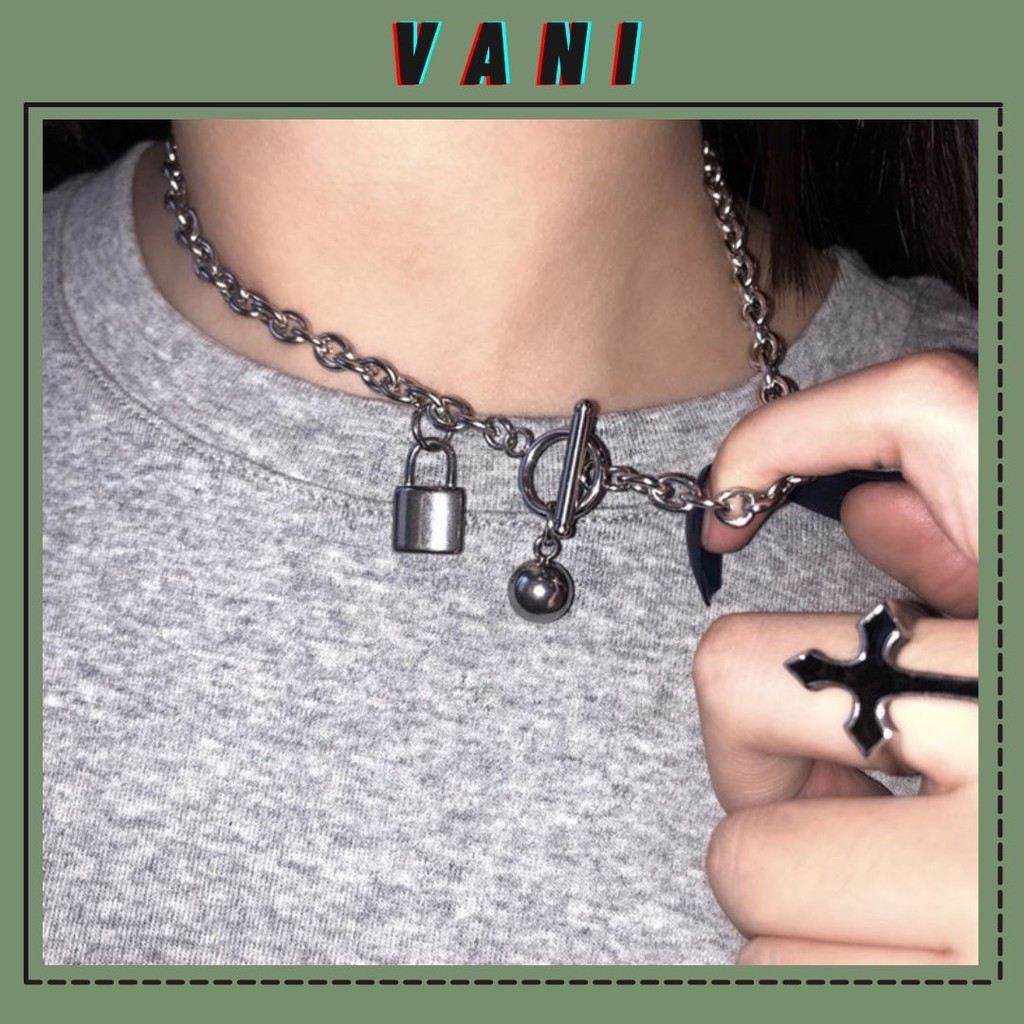 Dây Chuyền, Choker Hình Ổ Khóa Bi Tròn Unisex - Vani Store [TS000527-O98]