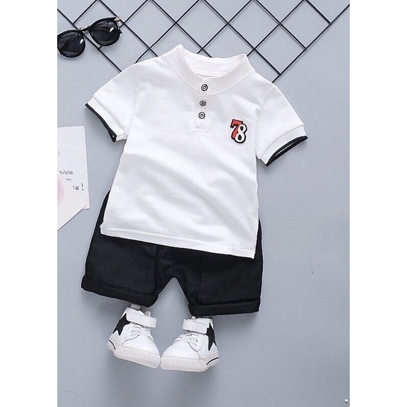 Đồ bộ bé trai 78 chất liệu cotton thấm hút mồ hôi thoáng mát thanh lịch.