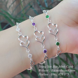 Lắc tay bạc nữ trái tim 3D