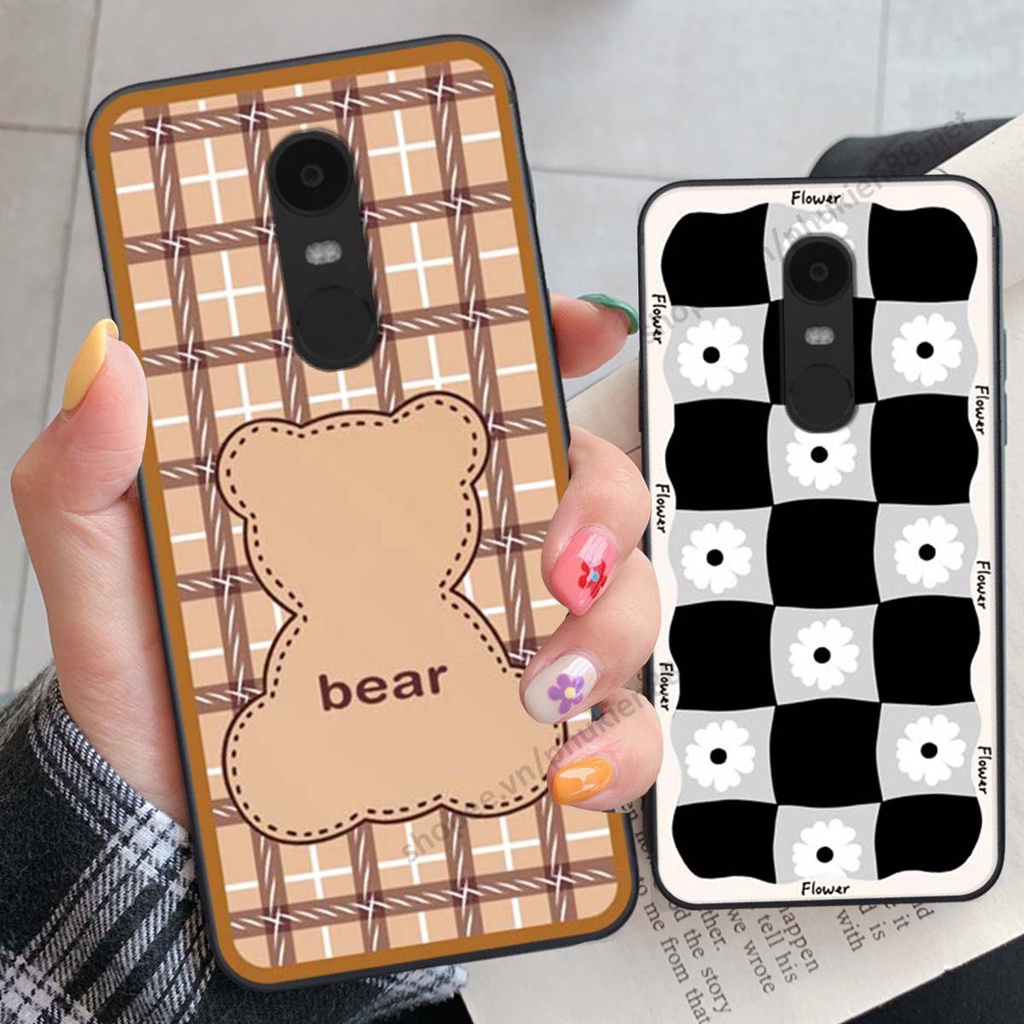Ốp lưng Xiaomi Redmi Note 4/ Note 4x / Redmi 5 Plus ốp điện thoại LineBear, bé tóc xù, hoa siêu đẹp