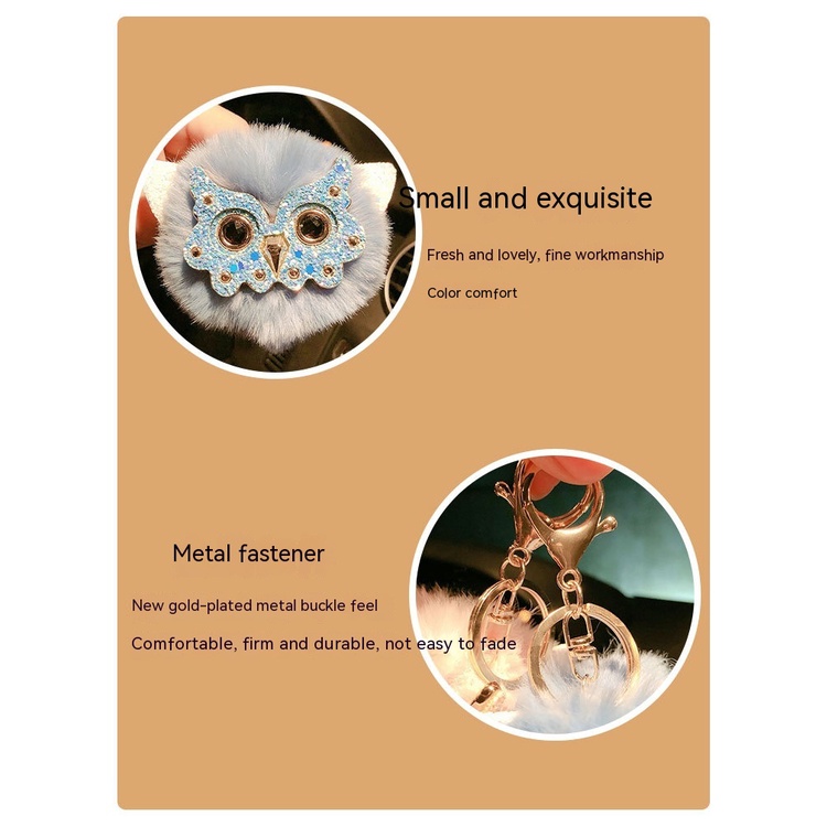 Móc Khóa Hình Cú Đính Banh Lông Dễ Thương