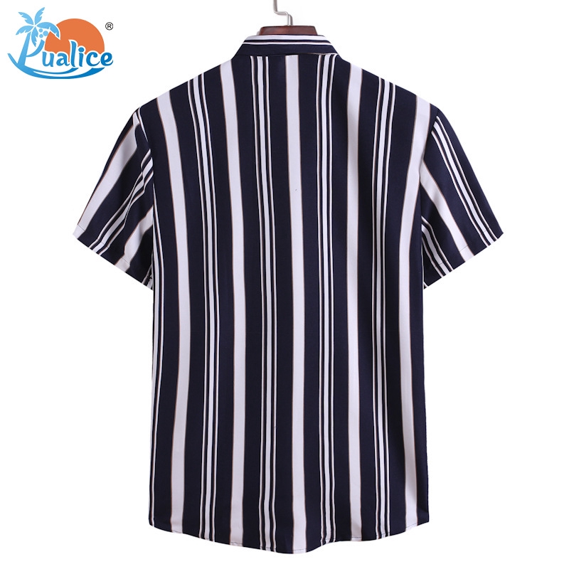 Men Shirt Stripe Loose Shirt Men Short Sleeve Button Shirts Casual Beachwear Summer Hawaii Shirt Formal Shirt Beach Blouse | BigBuy360 - bigbuy360.vn